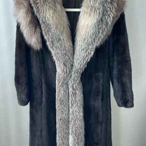 Mink and Silver Fox Fur Coat Size S